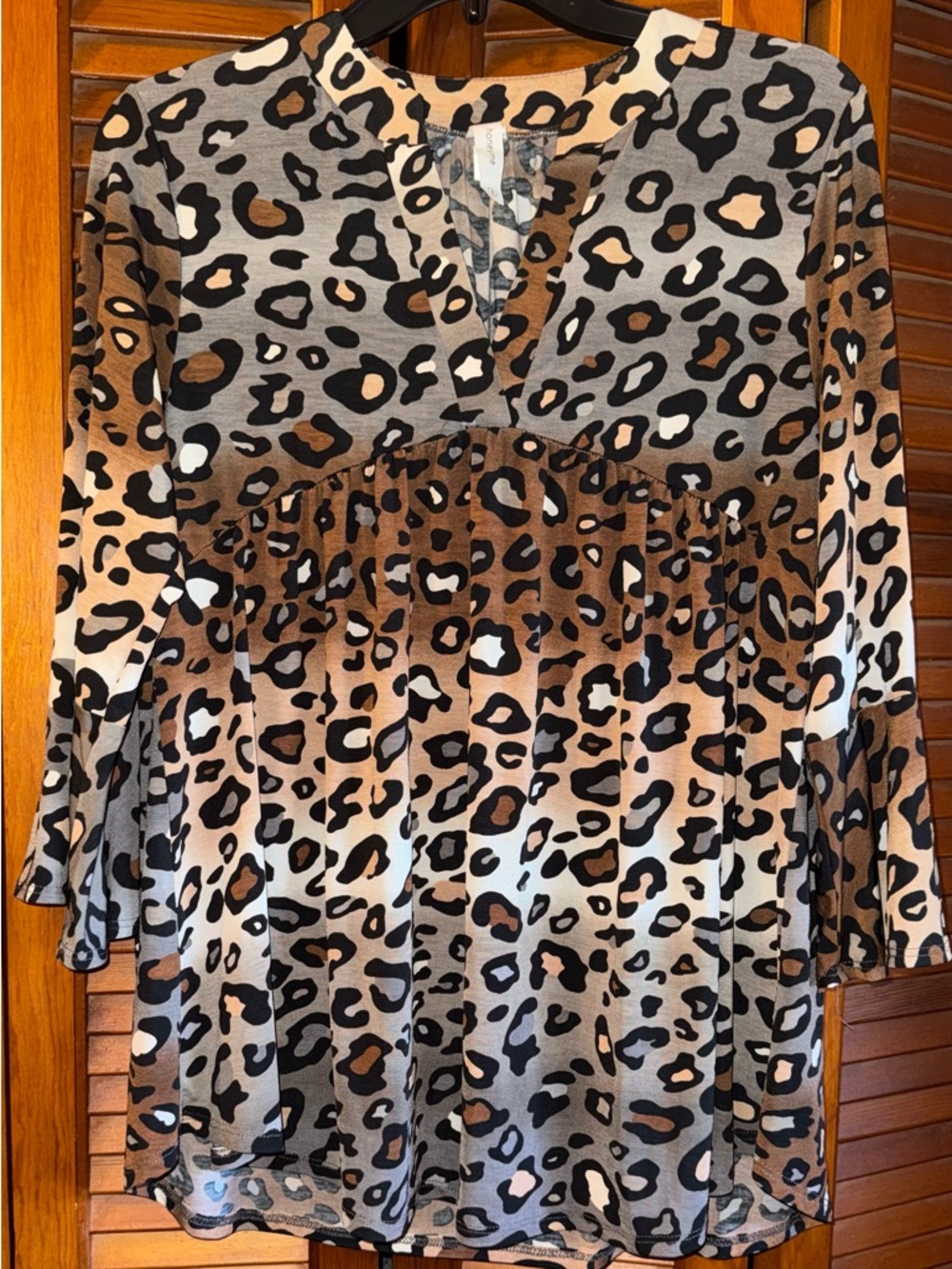 Honeyme Leopard Print Tunic in Brown, Black & Cream